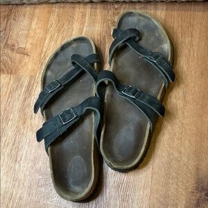 Birkenstock Mayari Black Leather Sandals Comfort Footbed Sandals Women’s 39
